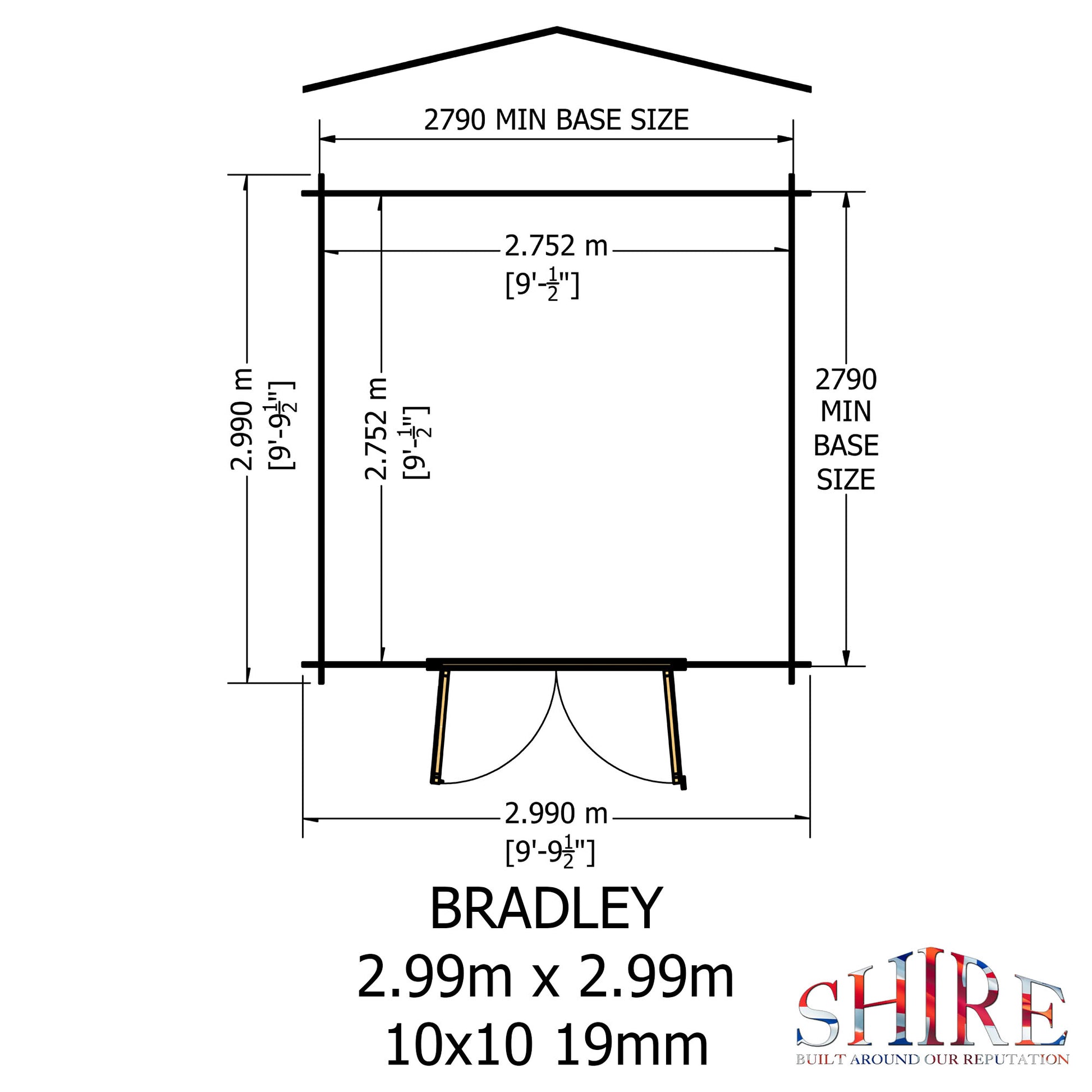 Shire Bradley 10' x 10' ft 19mm Log Cabin