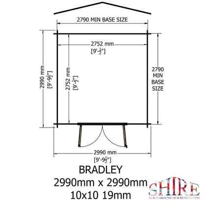 Shire Bradley 10' x 10' ft 19mm Log Cabin