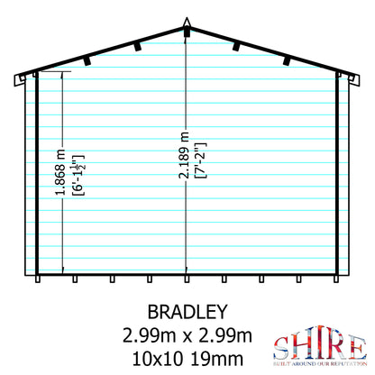 Shire Bradley 10' x 10' ft 19mm Log Cabin