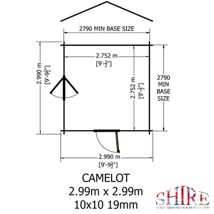 Shire Camelot 10' x 10' ft 19mm Log Cabin