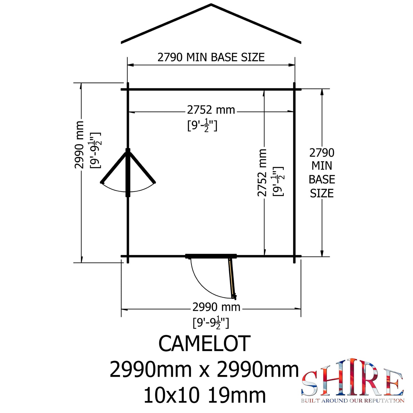 Shire Camelot 10' x 10' ft 19mm Log Cabin