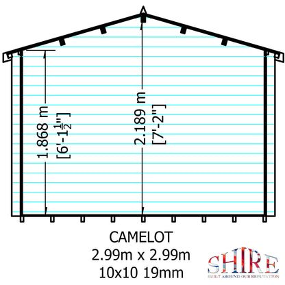 Shire Camelot 10' x 10' ft 19mm Log Cabin