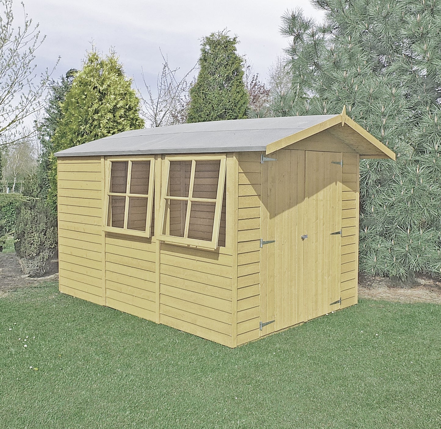 Shire Overlap Pressure Treated 10x7 Double Door Pressure Treated Value Range Wooden Garden Shed