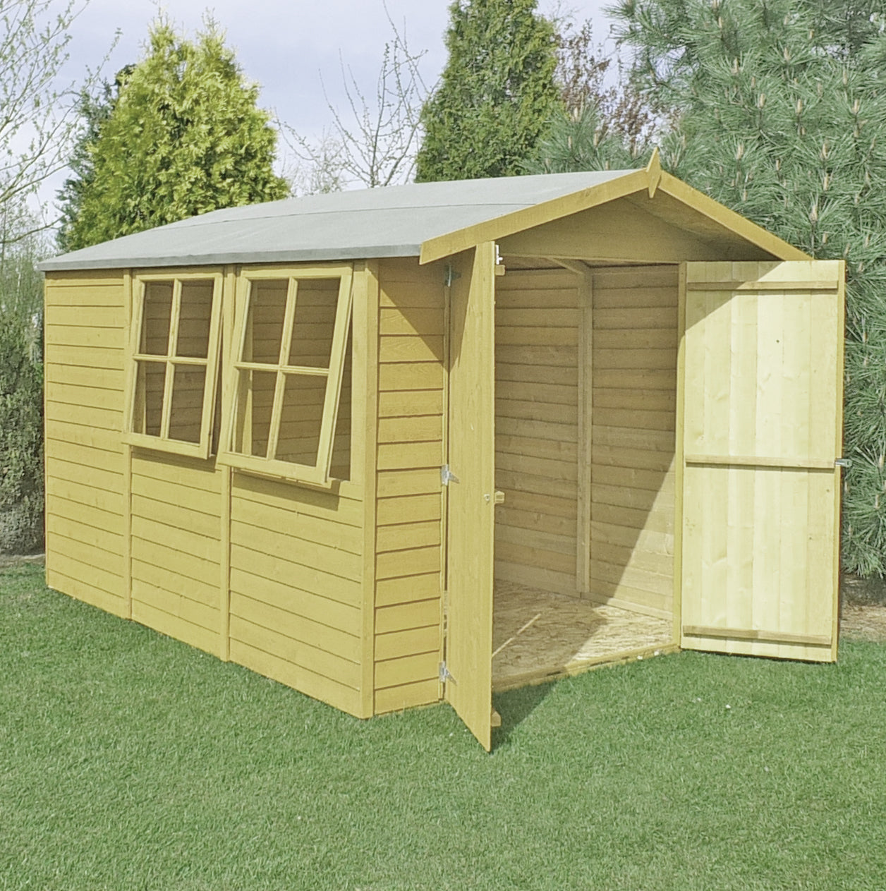 Shire Overlap Pressure Treated 10x7 Double Door Pressure Treated Value Range Wooden Garden Shed