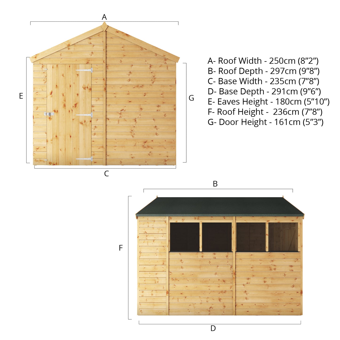 Mercia 10 x 8 Modular Shiplap Apex Shed