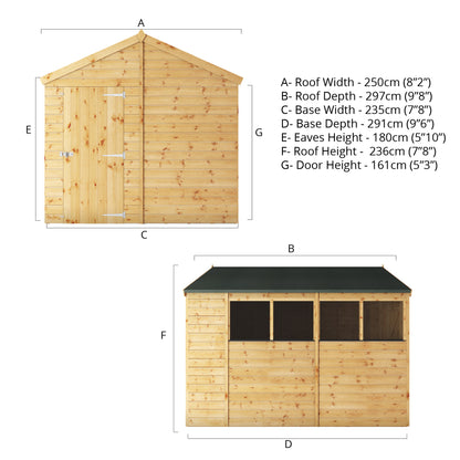 Mercia 10 x 8 Modular Shiplap Apex Shed