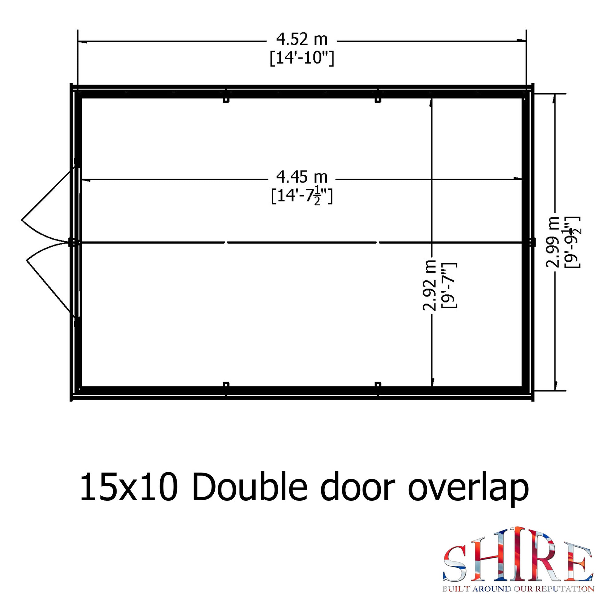 Shire Overlap Double Door 10x15 Dip Treated Wooden Garden Shed