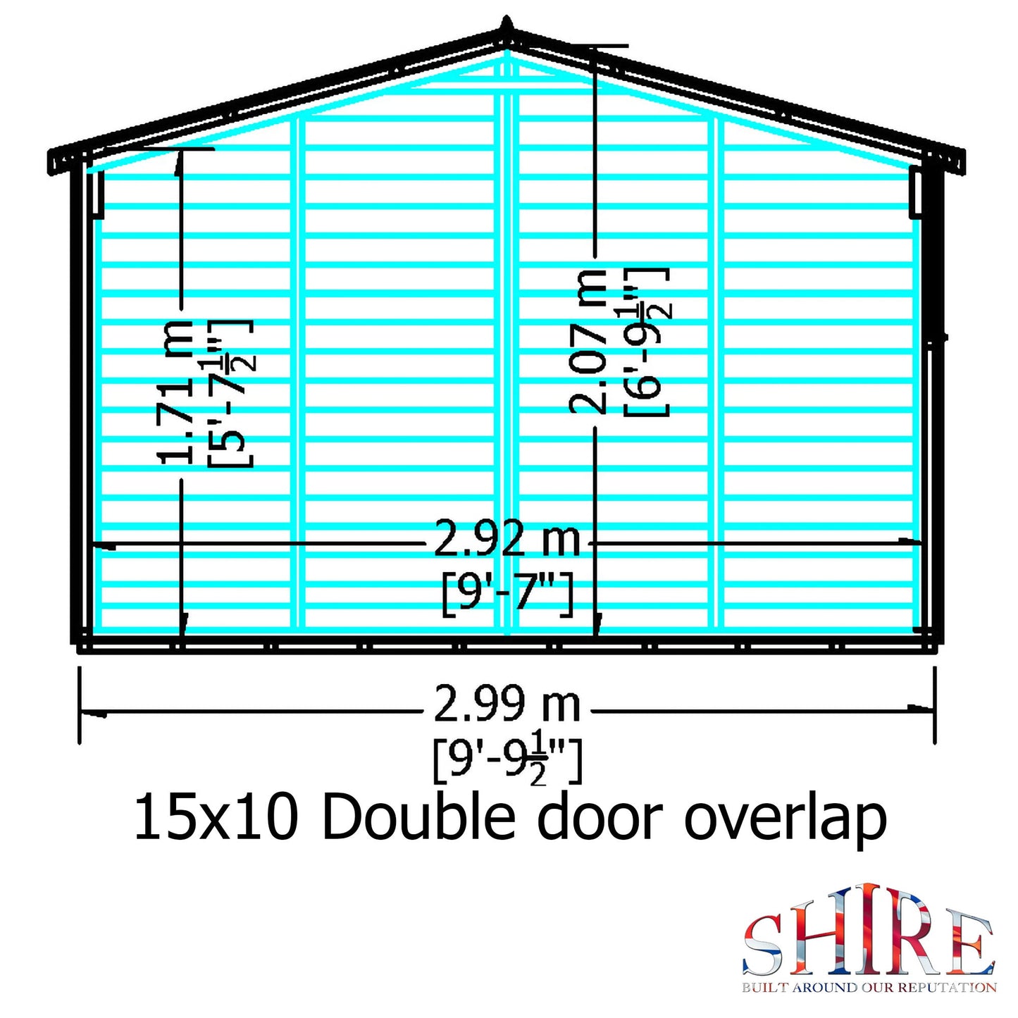 Shire Overlap Double Door 10x15 Dip Treated Wooden Garden Shed