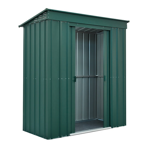 Globel 6x3ft Pent Metal Garden Shed - Green