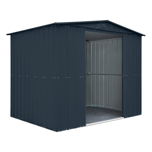 Globel 8x6ft Apex Metal Garden Shed - Grey