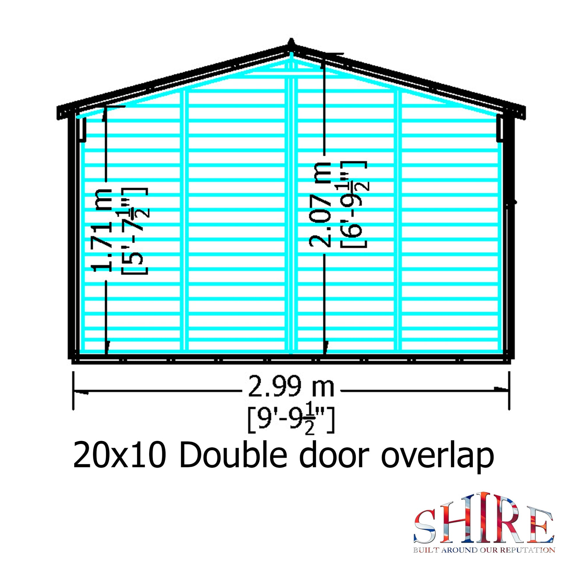 Shire Overlap Double Door 10x20 Dip Treated Wooden Garden Shed