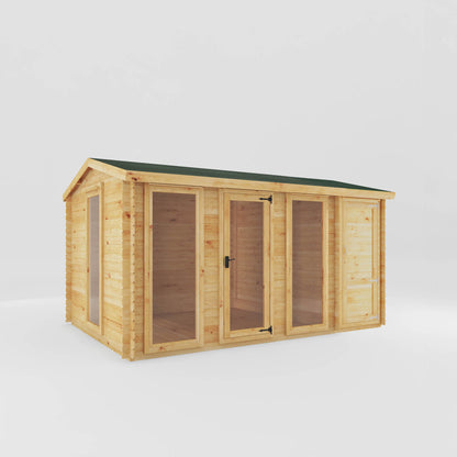 Mercia 4.6m x 3m Reverse Apex Log Cabin With Side Shed - 19mm Log Cabin