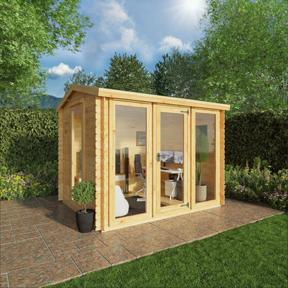 Mercia 3m x 2.5m Reverse Apex Log Cabin - 19mm Log Cabin