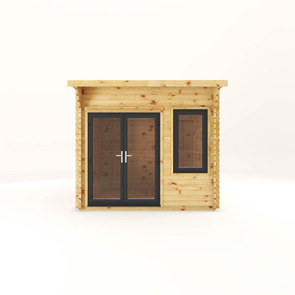 Mercia 3m x 3m Curved Roof Log Cabin - 44mm (UPVC Windows & Door) - Grey Log Cabin