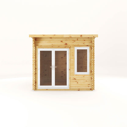 Mercia 3m x 3m Curved Roof Log Cabin - 44mm (UPVC Windows & Door) - White Log Cabin