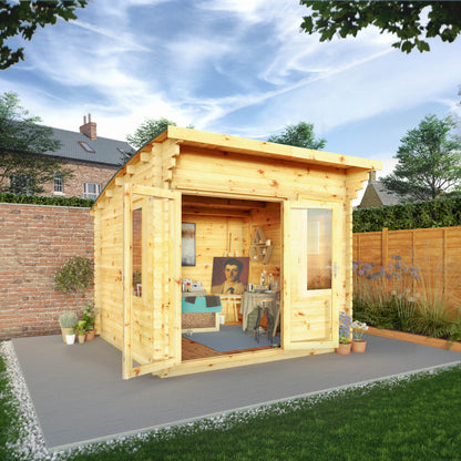 Mercia 3m x 3m Curved Roof Log Cabin - 44mm Log Cabin