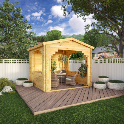 Mercia 3m x 3m Log Cabin Gazebo - 28mm Log Cabin