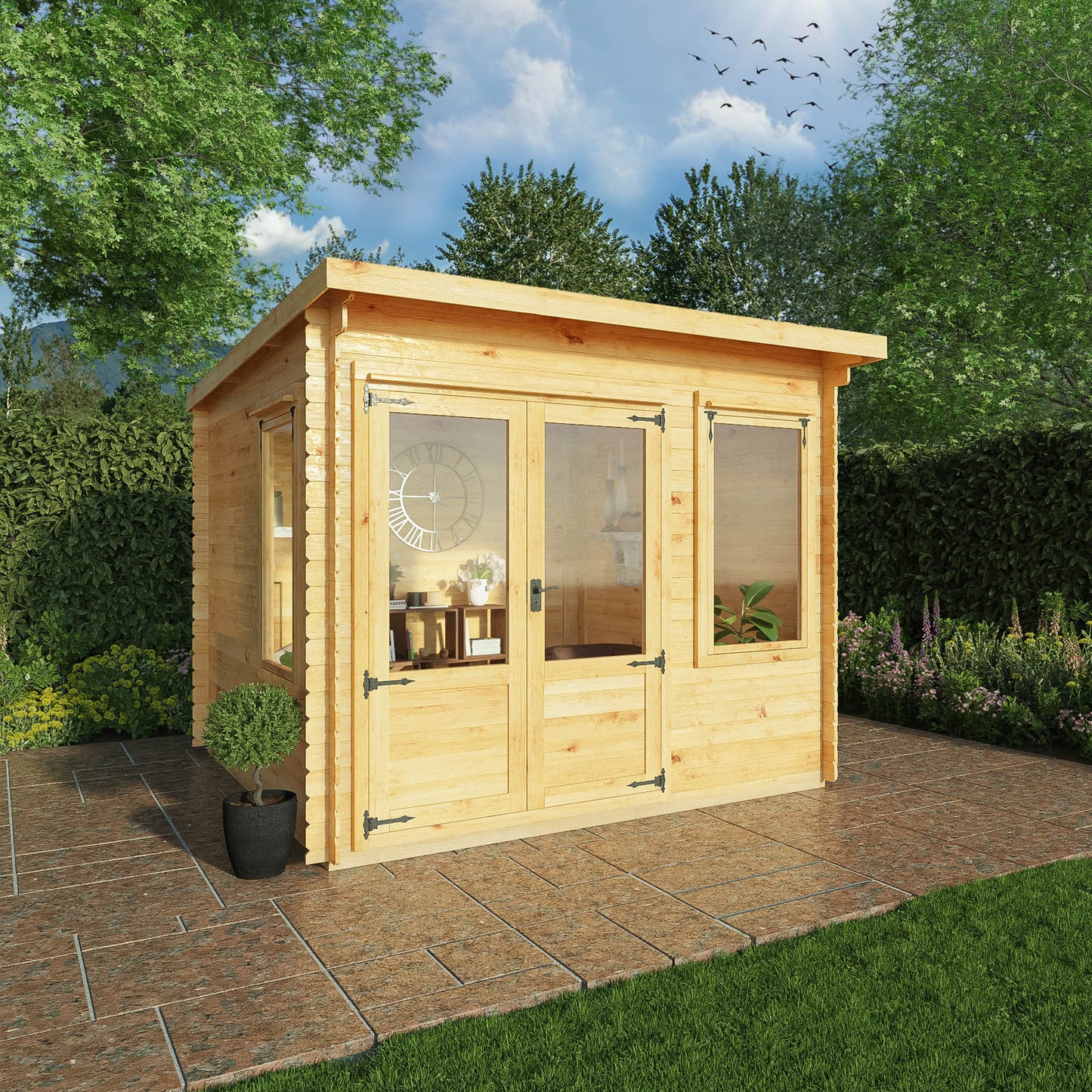 Mercia 3m x 3m Pent Log Cabin - 19mm Log Cabin