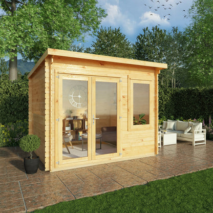 Mercia 3m x 3m Elite Pent Log Cabin - 28mm Log Cabin