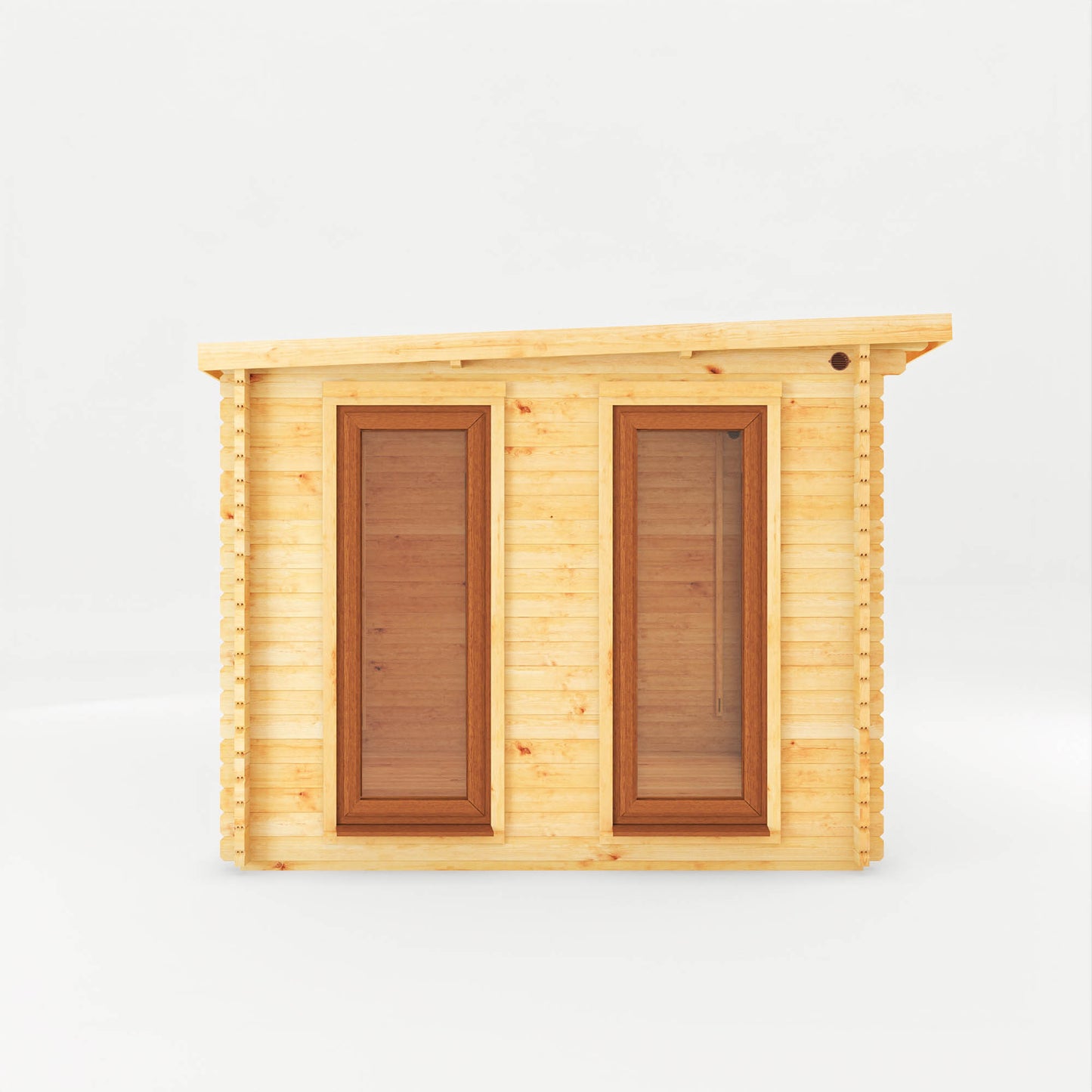 Mercia 3m x 3m Studio Pent Log Cabin - 44mm - (UPVC Windows & Doors) - Oak Log Cabin