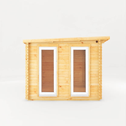 Mercia 4.1m x 3m Studio Pent Log Cabin With Side Shed - 44mm  (UPVC Windows & Door) - White Log Cabin