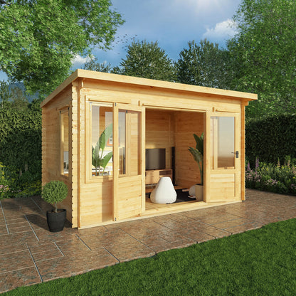 Mercia 4m x 3m Pent Log Cabin - 19mm Log Cabin