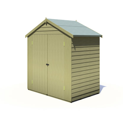 Shire Overlap Pressure Treated 4x6 Double Door Pressure Treated Value Range Wooden Garden Shed