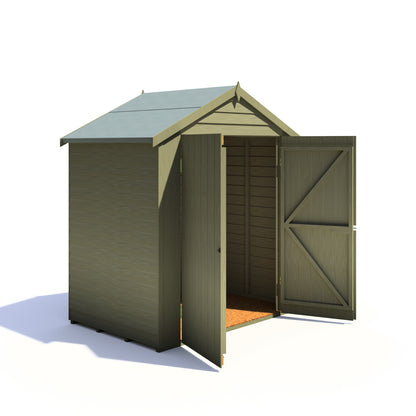 Shire Overlap Pressure Treated 4x6 Double Door Pressure Treated Value Range Wooden Garden Shed