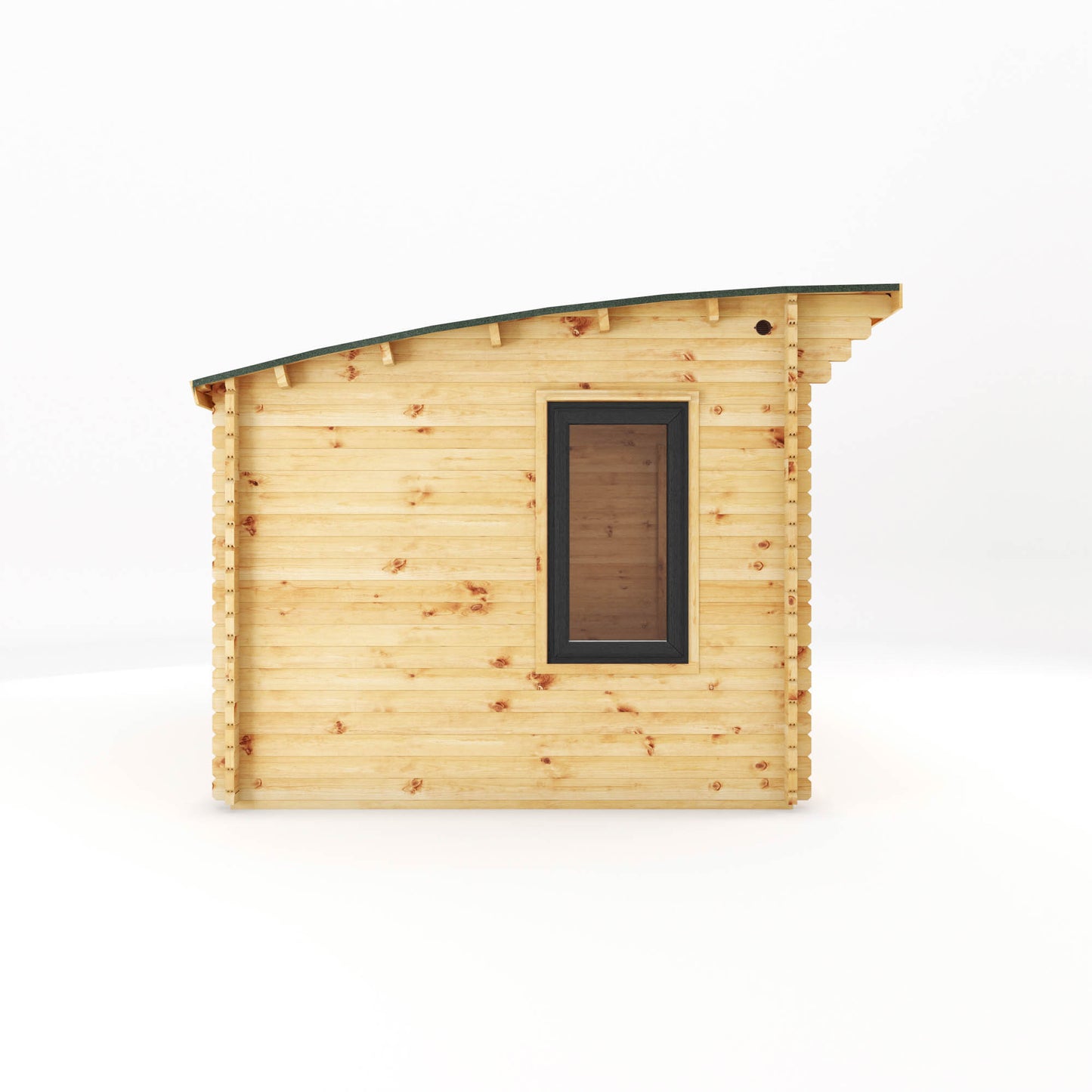 Mercia 4m x 3m Curved Roof Log Cabin - 44mm (UPVC Windows & Door) - Grey Log Cabin