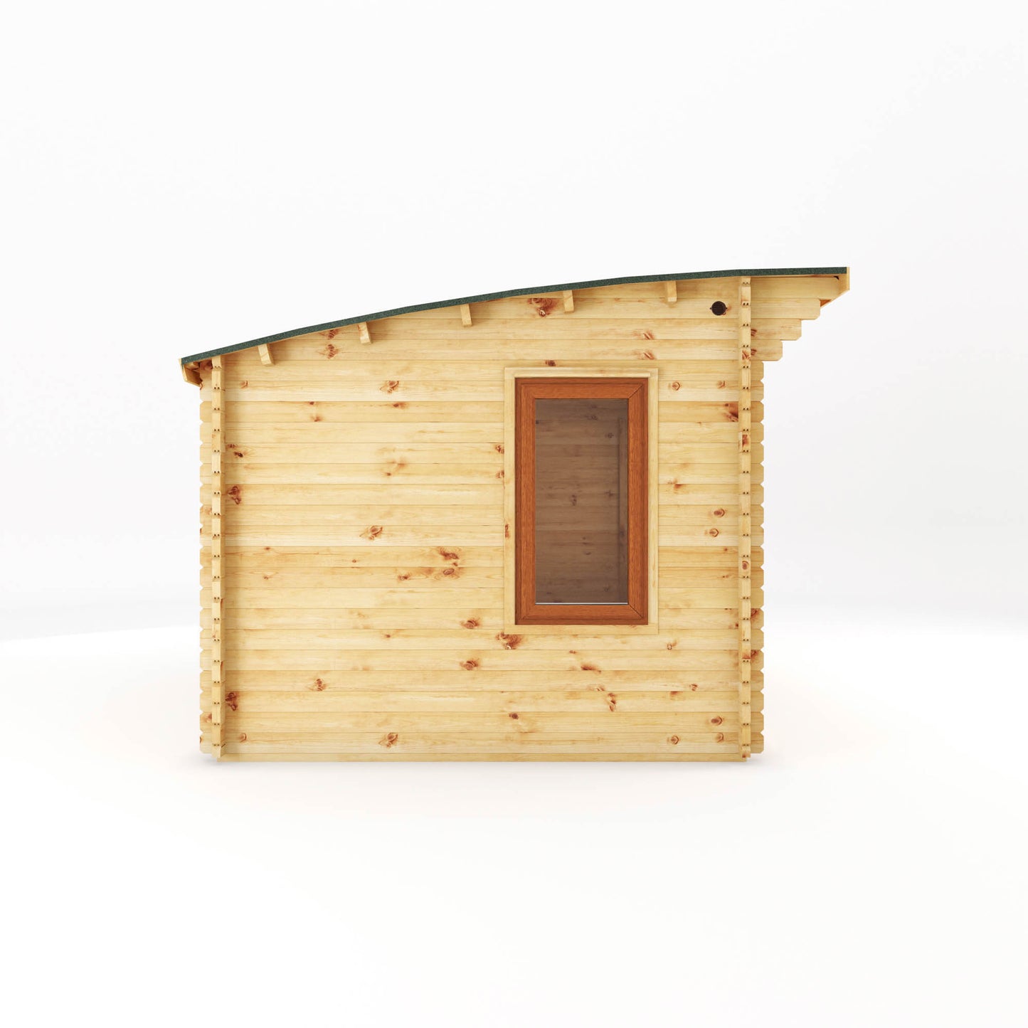 Mercia 4m x 3m Curved Roof Log Cabin - 44mm (UPVC Windows & Door) - Oak Log Cabin