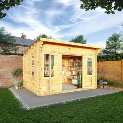 Mercia 4m x 3m Curved Roof Log Cabin - 44mm Log Cabin