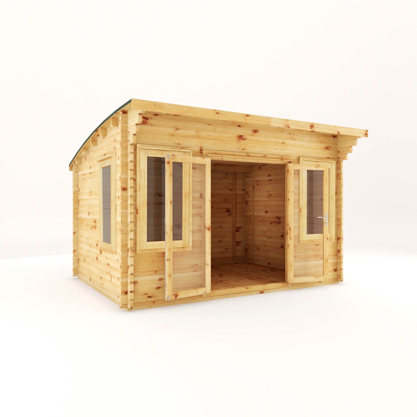 Mercia 4m x 3m Curved Roof Log Cabin - 44mm Log Cabin