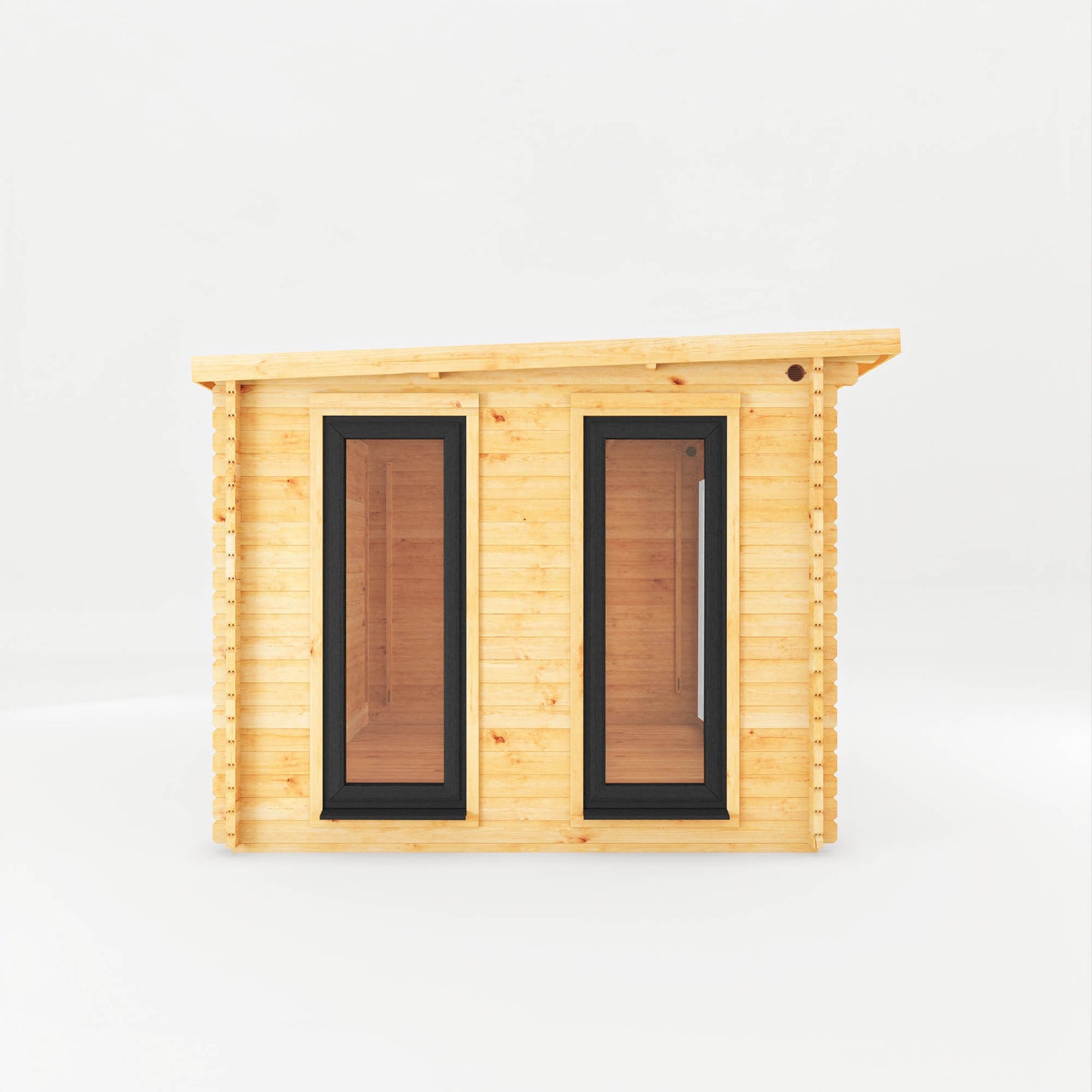 Mercia 4m x 3m Studio Pent Log Cabin - 44mm (UPVC Windows & Door) - Grey Log Cabin