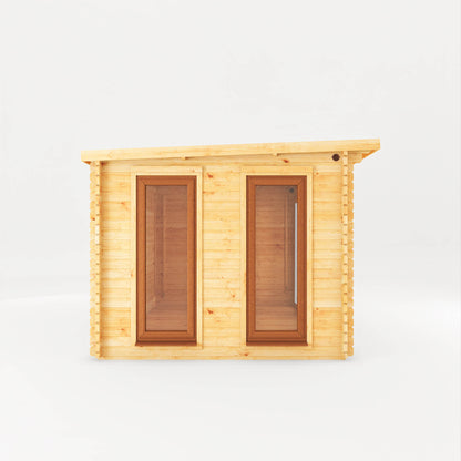 Mercia 4m x 3m Studio Pent Log Cabin - 44mm (UPVC Windows & Door) - Oak Log Cabin