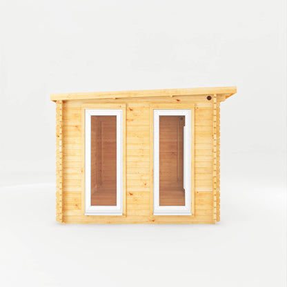 Mercia 4m x 3m Studio Pent Log Cabin - 44mm (UPVC Windows & Door) - White Log Cabin