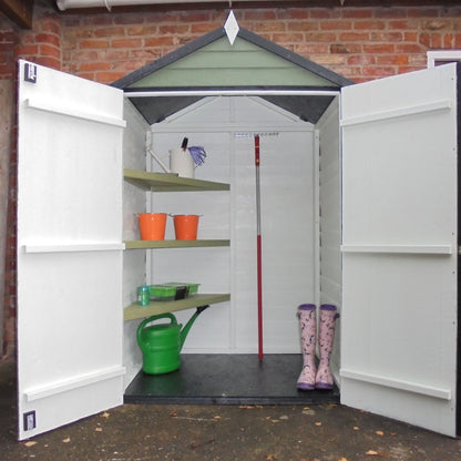 Shire Overlap Double Door + Shelves 4x3 ft Dip Treated Wooden Garden Shed