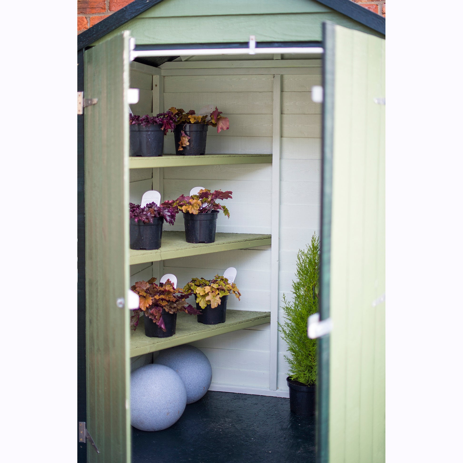 Shire Overlap Double Door + Shelves 4x3 ft Dip Treated Wooden Garden Shed