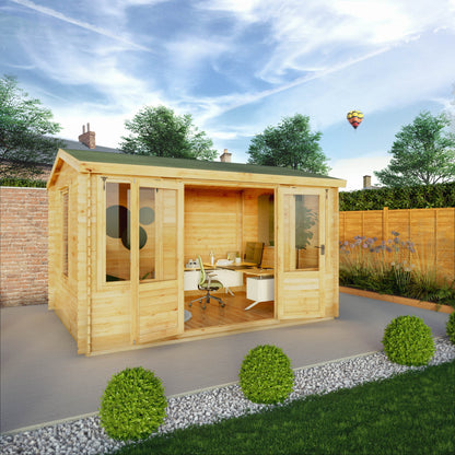 Mercia 4m x 3m Reverse Apex  Log Cabin - 19mm Log Cabin