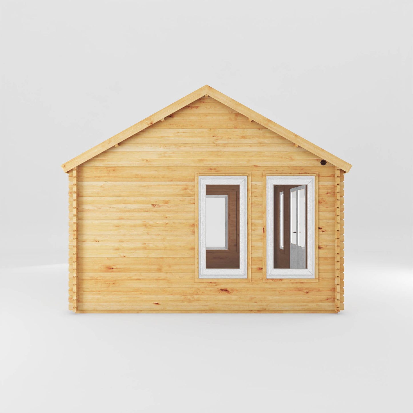 Mercia 5.3m x 4m Clock Tower Log Cabin - 44mm (UPVC Windows & Door) - White Log Cabin