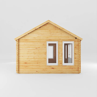 Mercia 5.3m x 4m Clock Tower Log Cabin - 44mm (UPVC Windows & Door) - White Log Cabin