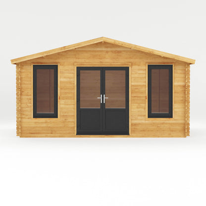 Mercia 5m x 3m Retreat Log Cabin - 44mm (UPVC Windows & Door) - Grey Log Cabin