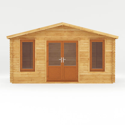 Mercia 5m x 3m Retreat Log Cabin - 44mm (UPVC Windows & Door) - Oak Log Cabin