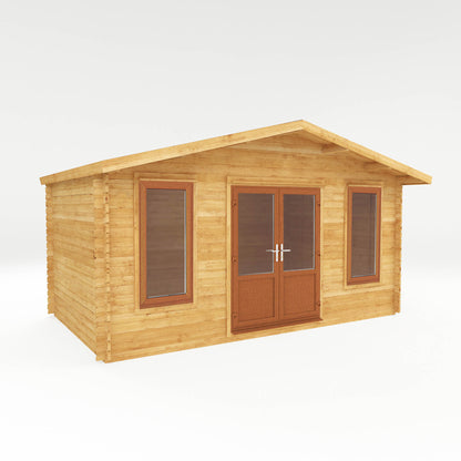 Mercia 5m x 3m Retreat Log Cabin - 44mm (UPVC Windows & Door) - Oak Log Cabin