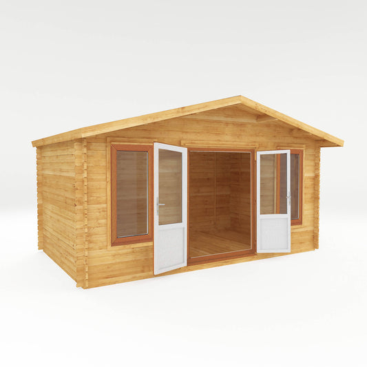 Mercia 5m x 3m Retreat Log Cabin - 44mm (UPVC Windows & Door) - Oak Log Cabin