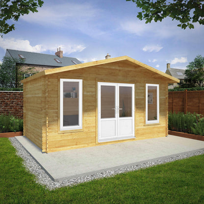 Mercia 5m x 3m Retreat Log Cabin - 44mm (UPVC Windows & Door) - White Log Cabin