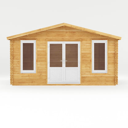 Mercia 5m x 3m Retreat Log Cabin - 44mm (UPVC Windows & Door) - White Log Cabin