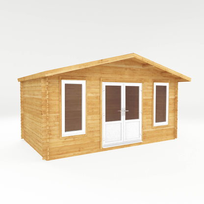 Mercia 5m x 3m Retreat Log Cabin - 44mm (UPVC Windows & Door) - White Log Cabin