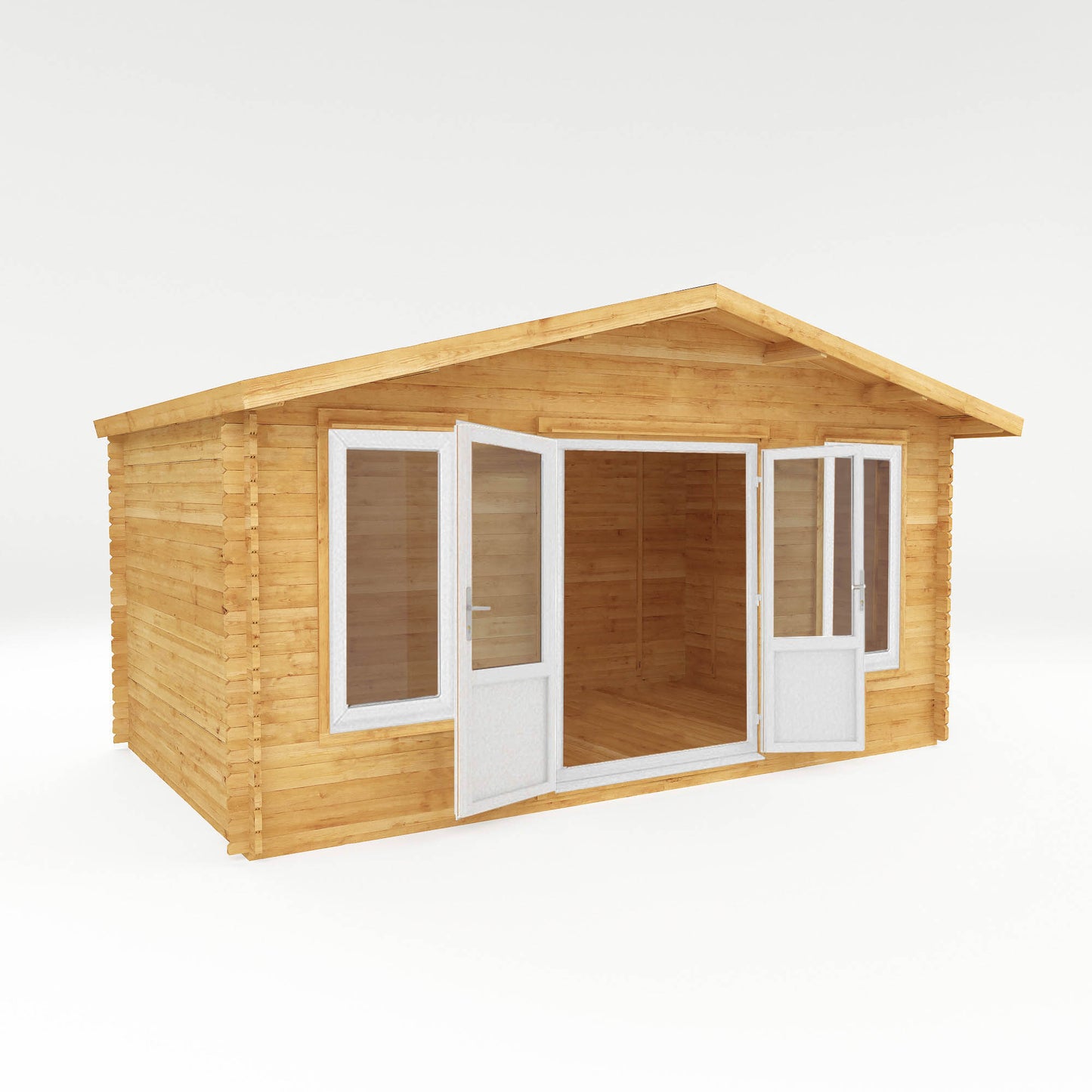 Mercia 5m x 3m Retreat Log Cabin - 44mm (UPVC Windows & Door) - White Log Cabin