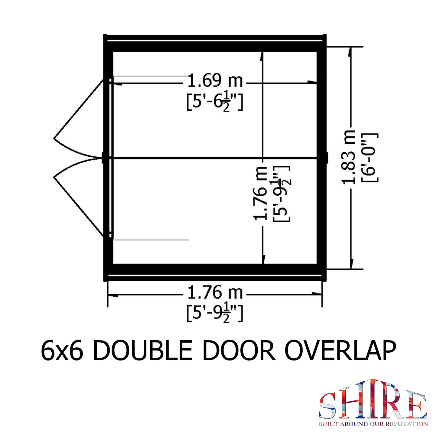 Shire Overlap Double Door 6 x 6 ft Dip Treated Wooden Garden Shed