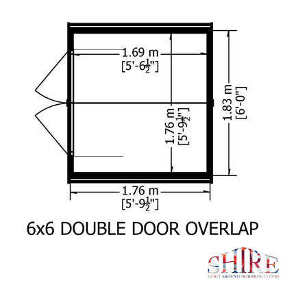 Shire Overlap Double Door 6 x 6 ft Dip Treated Wooden Garden Shed